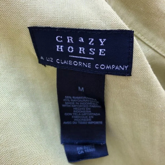 Crazy Horse Peridot Green Cotton Button Down Shirt M - Picture 3 of 4